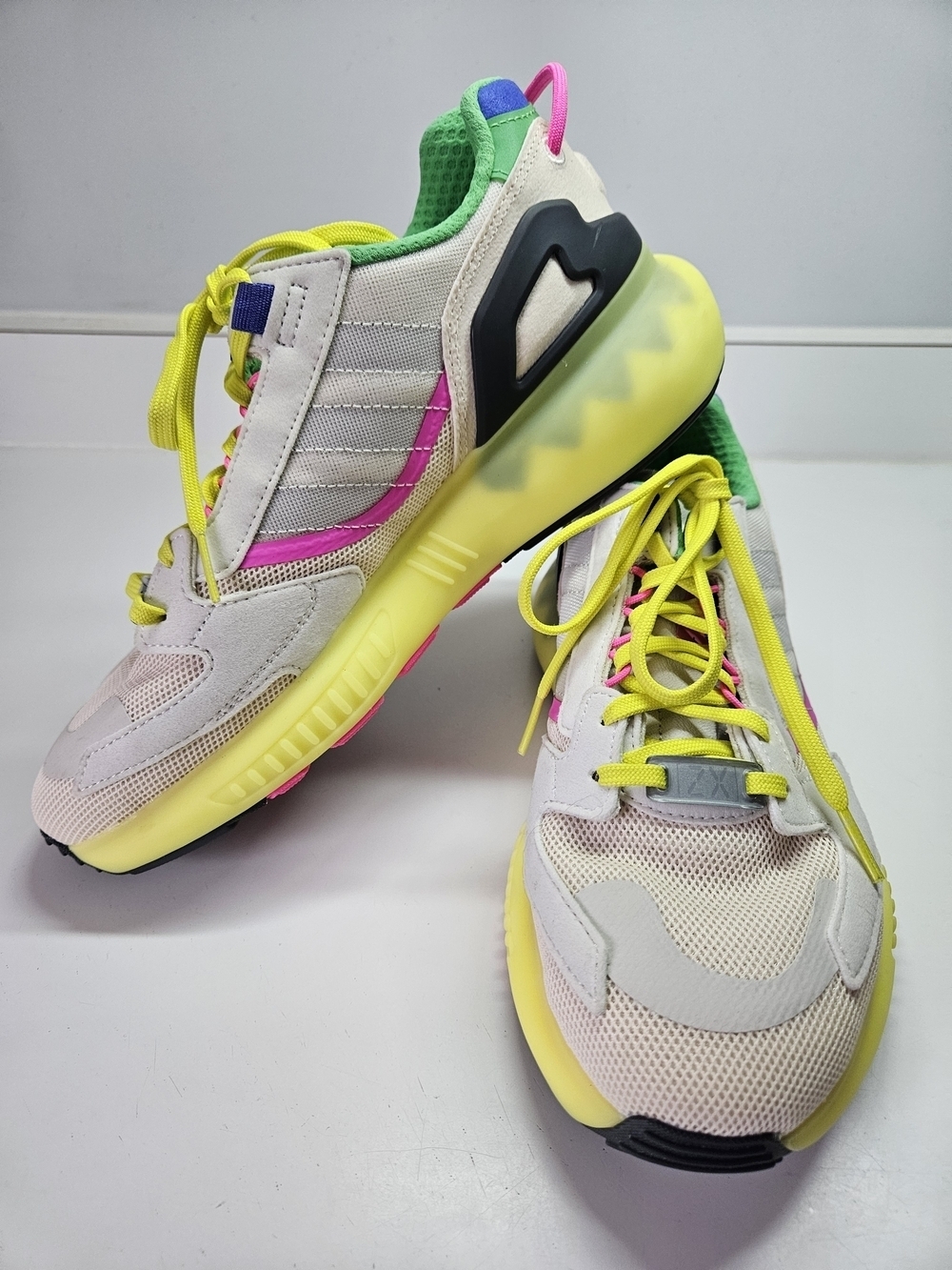 Adidas ZX 5K Boost Wonder White Acid Yellow Women's Sneakers 8 GV7704